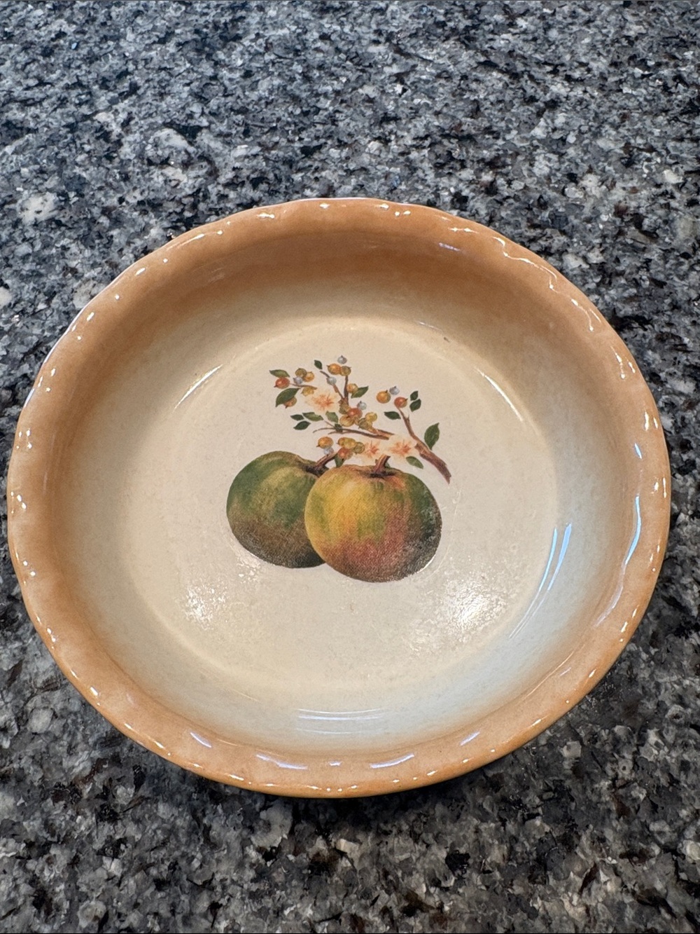 Rare Vintage Green Apple Nantucket Ceramic Oven Safe Bowl